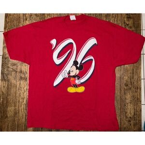 rare vtg 1996 walt disney world mickey red tshirt size XXL double sided